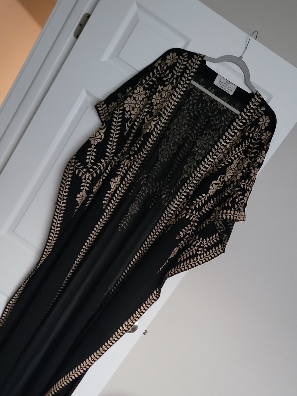 Embroidered Black & Gold Abaya Kuftan Thobe  Boho Kimono